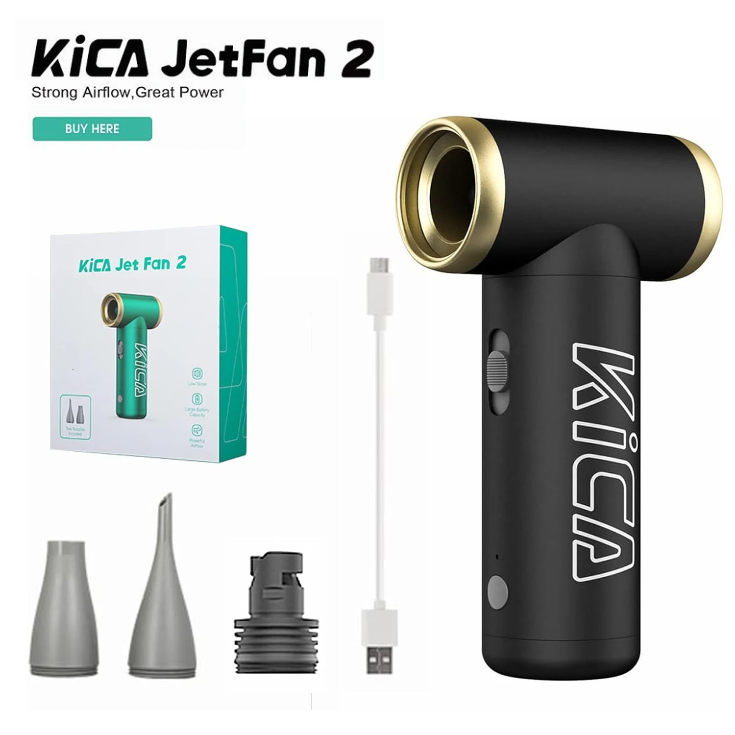 

KICA Jet Fan 2 Portable Cordless Computer Keyboard Cleaner 100000RPM KICA Jetfan 2 Compresse Air Duster Electric Air Dust Blower