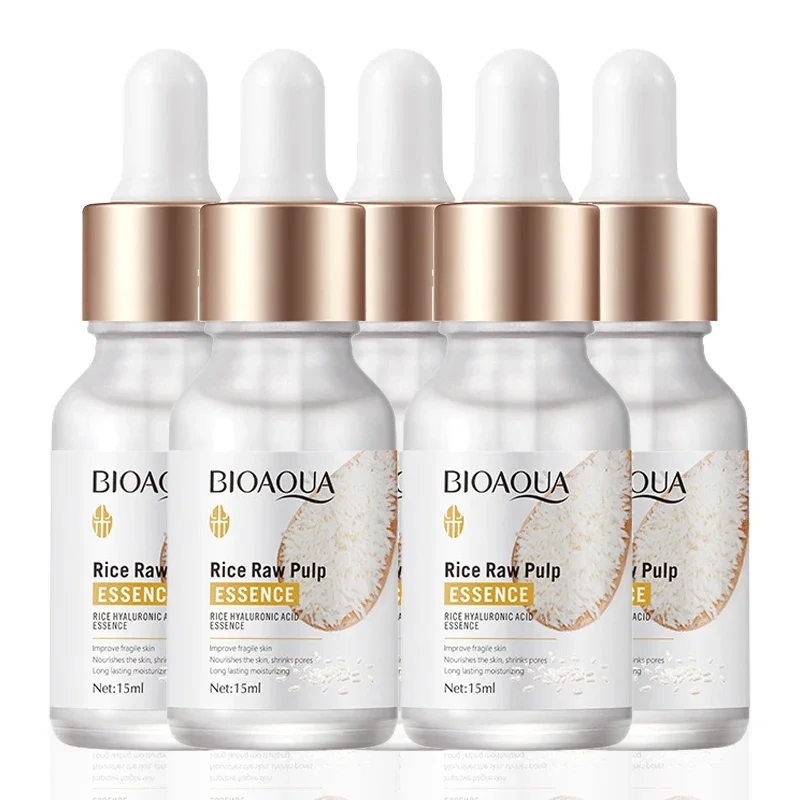 

5pcs BIOAQUA Rice Pulp Face Serum Hyaluronic Face Essence Moisturizing Brightening Firming Serum Skin Care Milk