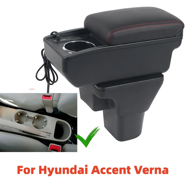 

Fit for Hyundai Accent Verna 2006 2007 2008 2009 2010 2011 Car Armrest Box with fast charging Cup holder Accessory
