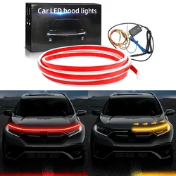 LED Car Daytime Running Light Strip Start Scan Yellow Turn Signal Indicator Headlight Car Hood Decorative Light Universal 12V