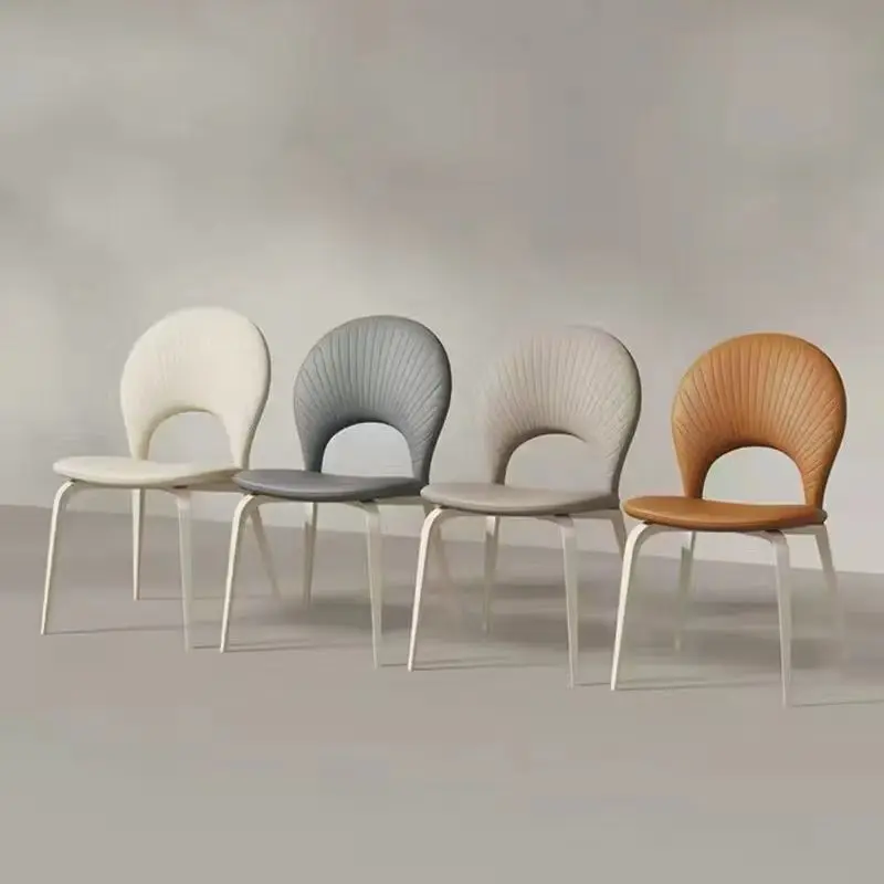 Nordic leather shell chair simple home French cream style designer waterproof restaurant dining chair furniture stool