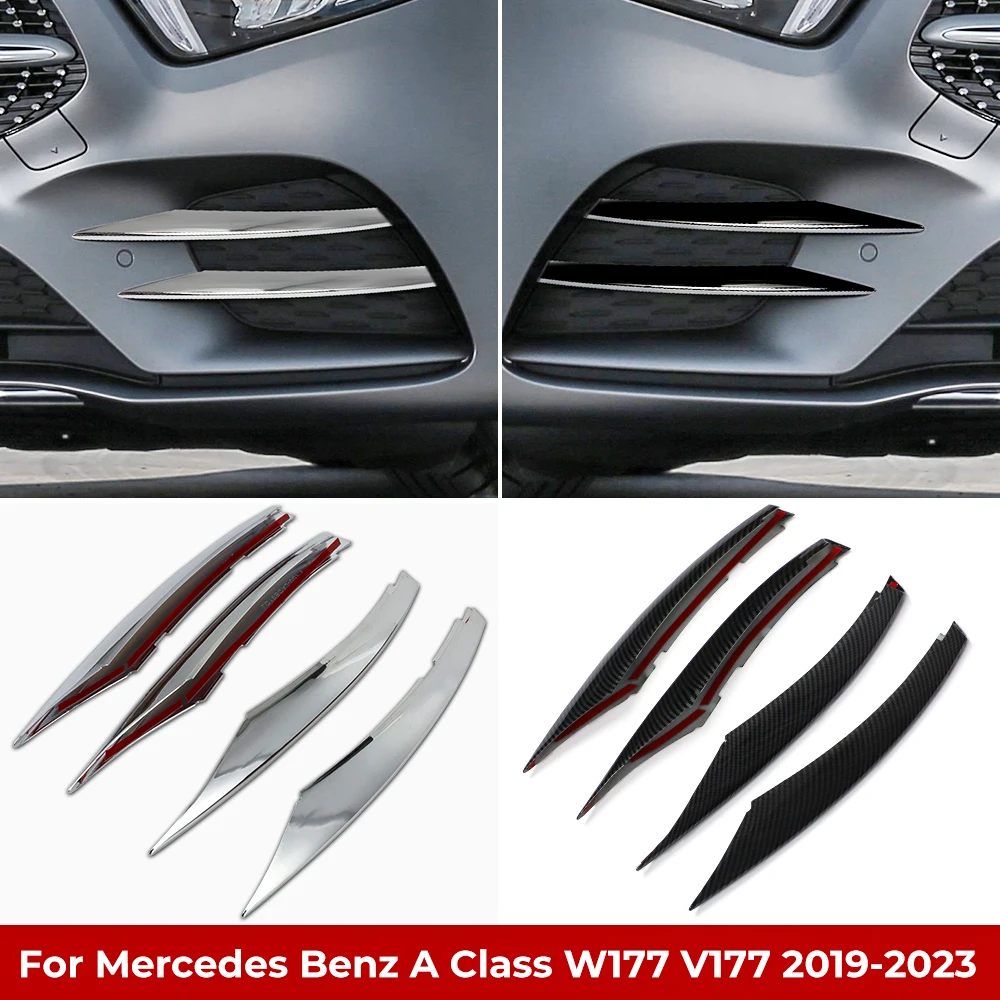 For Mercedes Benz A Class W177 V177 A180 A200 A220 A250 2019 - 2023 Car Front Fog Lamp Lights Strips Trim Cover Car Accessories