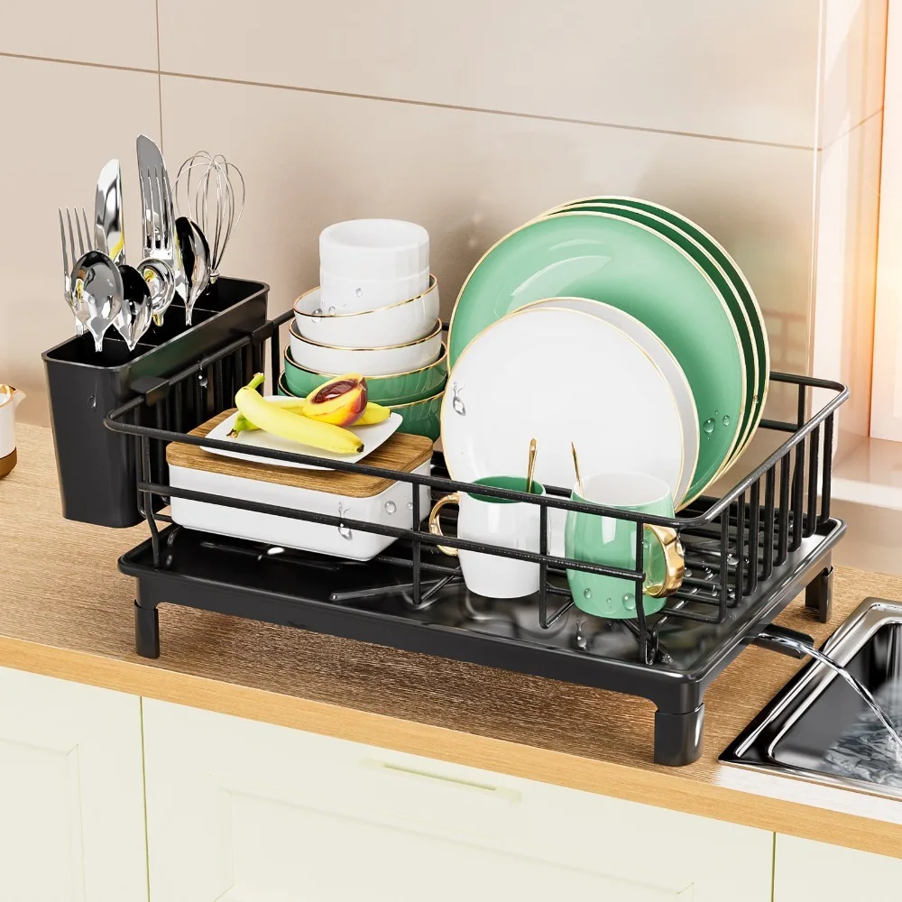 

Iron Dish Drying Racks with Utensil Holder Drainboard Kitchen Shelf Storage Spoon Cutlery Drainer Dryer Kitchen Things for Home