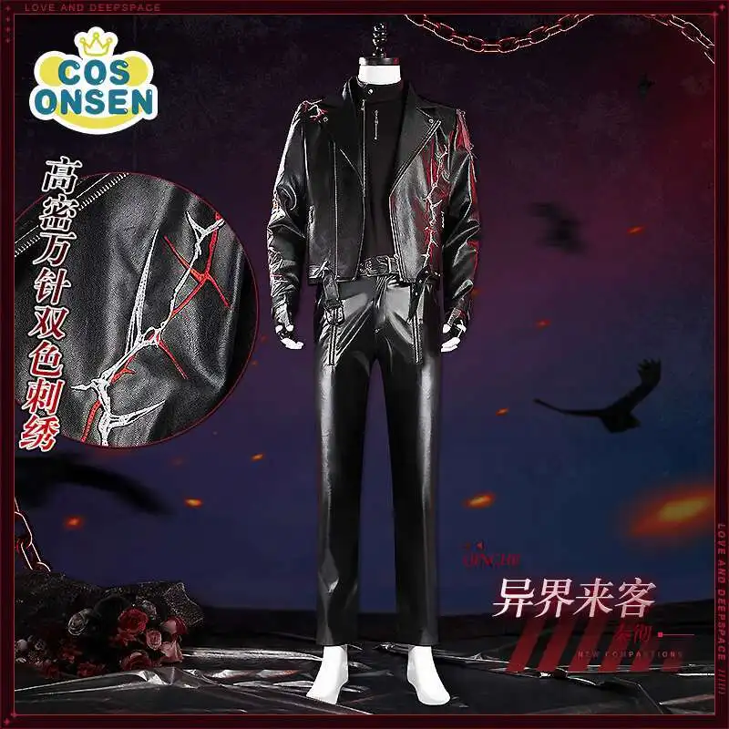 

New Fiesta Carnival Halloween Cos Cosplay Love And Deepspace Sylus Qin Che Crow Leather Coat Clothing