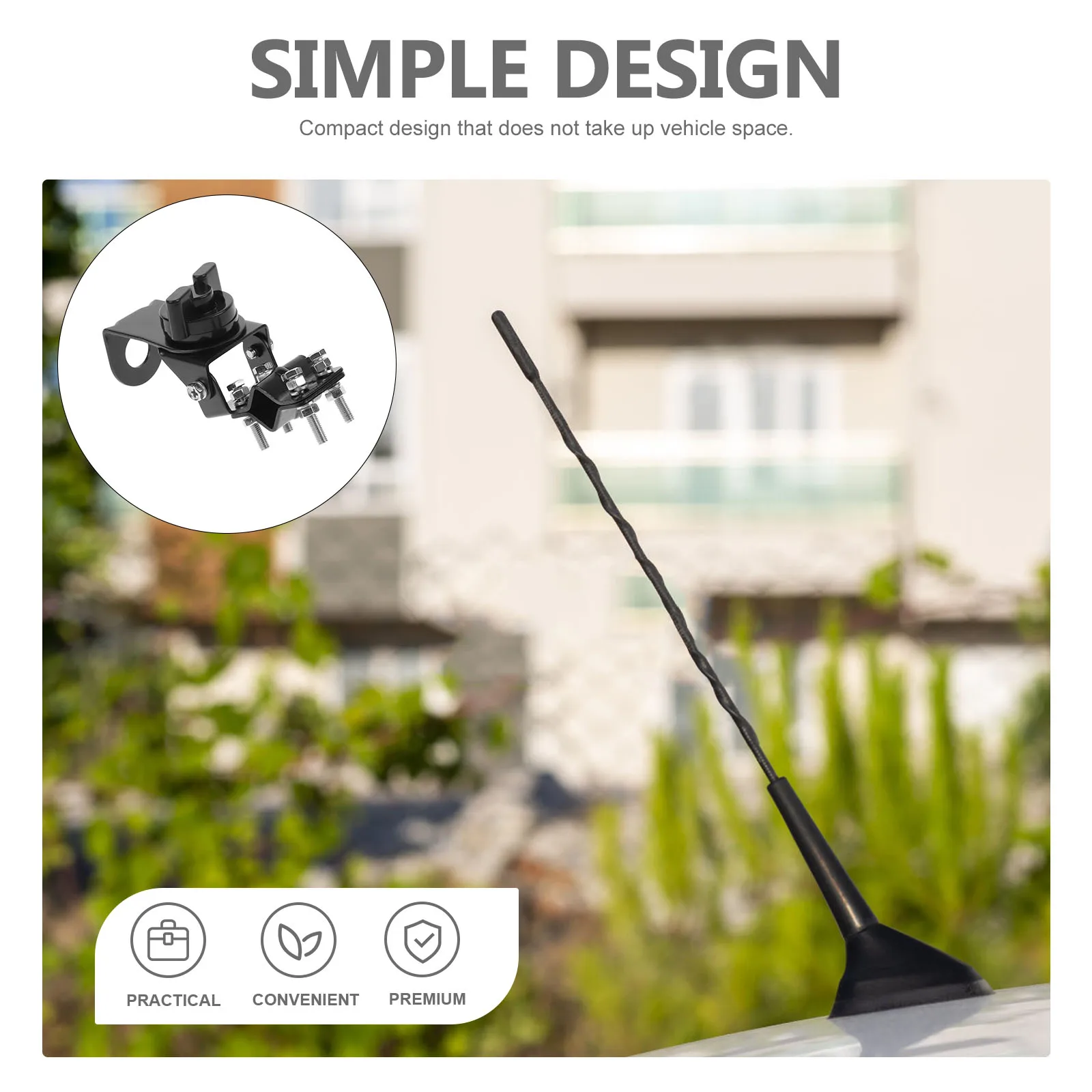 

Car Antenna Bracket Black Round Clamp for Mobile Installation Durable Reliable Signal Car Mount Base Vehicle Accessory