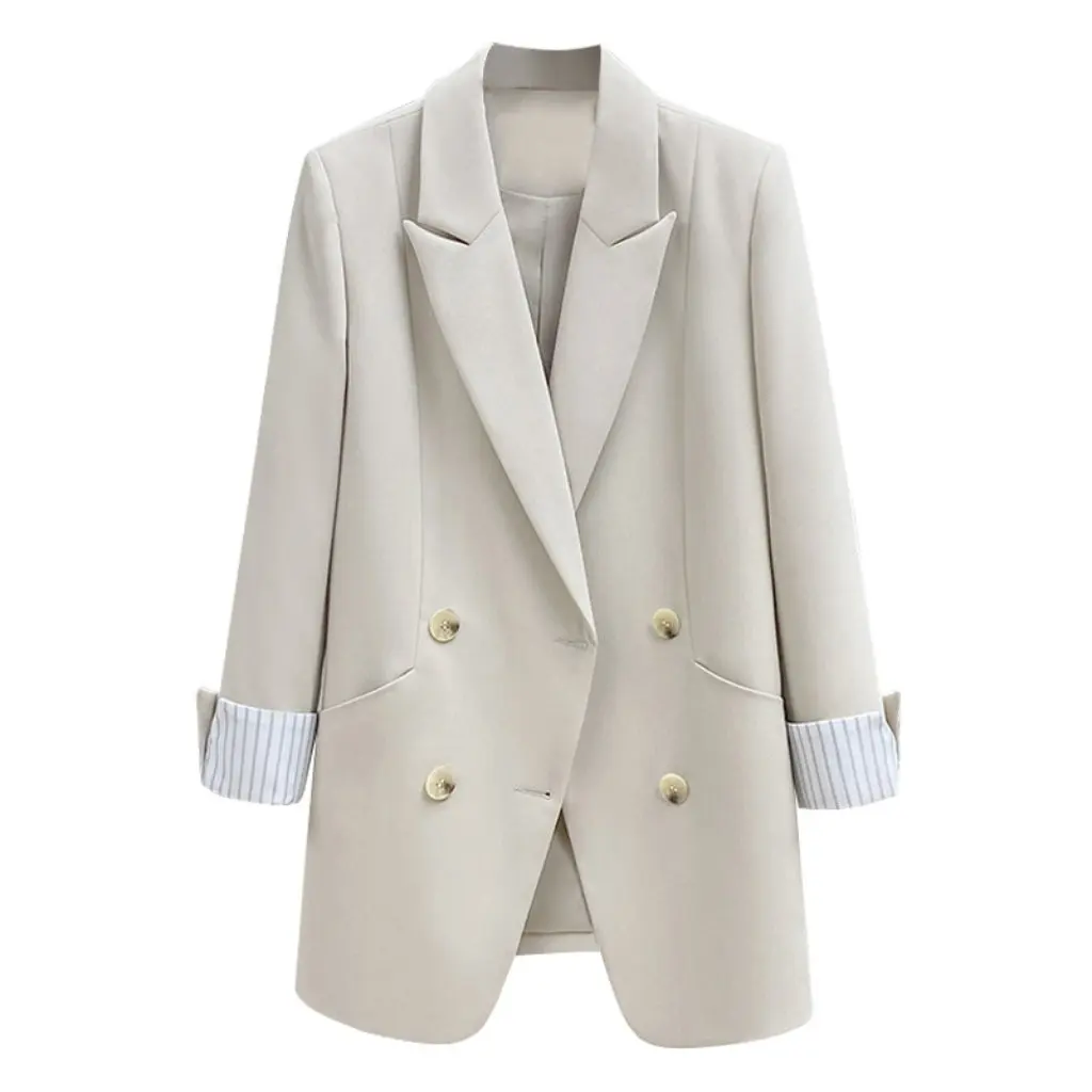 

Spring Autumn Short-Sleeved Petite Women's Suit Jacket White Small Fit Celebrity Design Top for