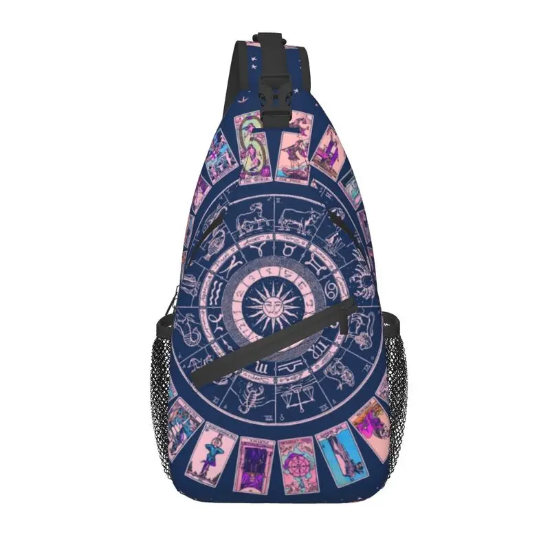 

Casual Pastel Goth Zodiac Astrology Chart Sling Crossbody Backpack Men Witch Major Arcana Tarot Shoulder Chest Bag for Traveling