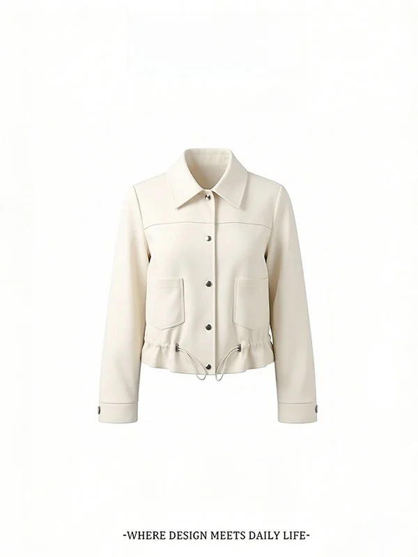 

Fashionable Short Jacket 2024 New Style Casual Women's Coat Spring Autumn Versatile Commute Windbreaker Button Closure Long S...