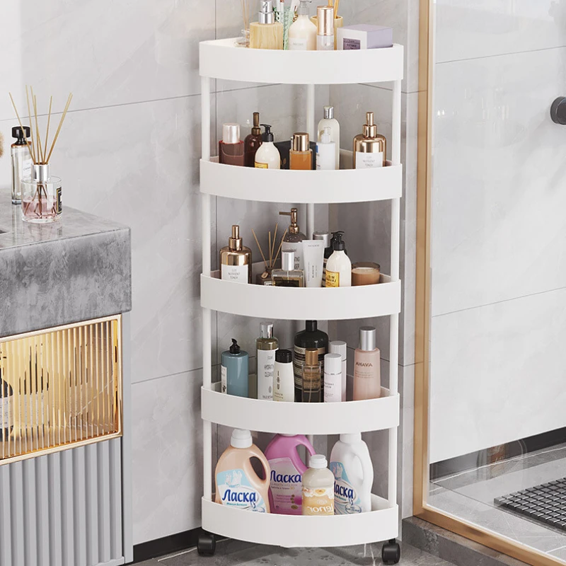 3/4/5-Tier Toilet Storage Rack Tough Plastic Bathroom Corner Shelf Large Capacity Triangle Organizer Bathroom Cabinet