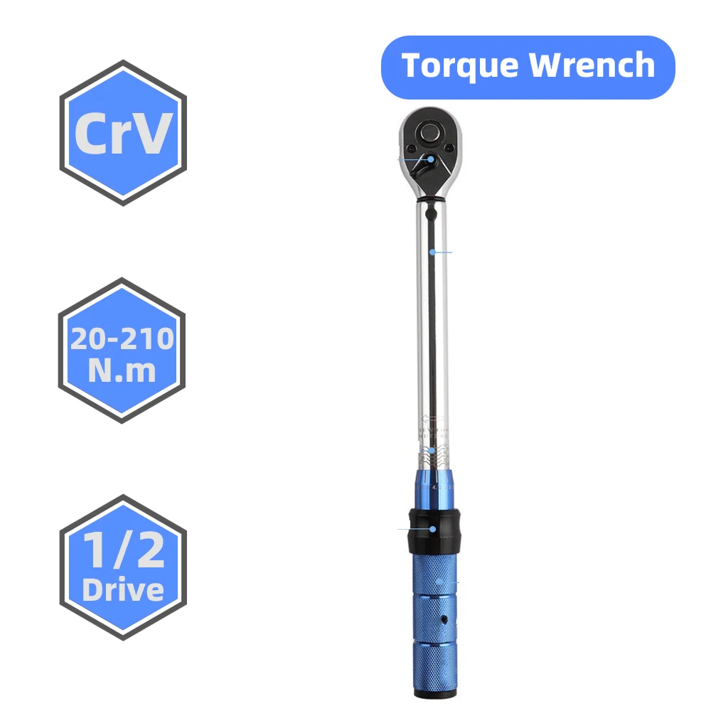 

1/2 Automotive Torque Wrench 20-210nm 72 Teeth Ratchet Spanner ±3% Accuracy automatic Tool Key Kit Mechanical Workshop Tools