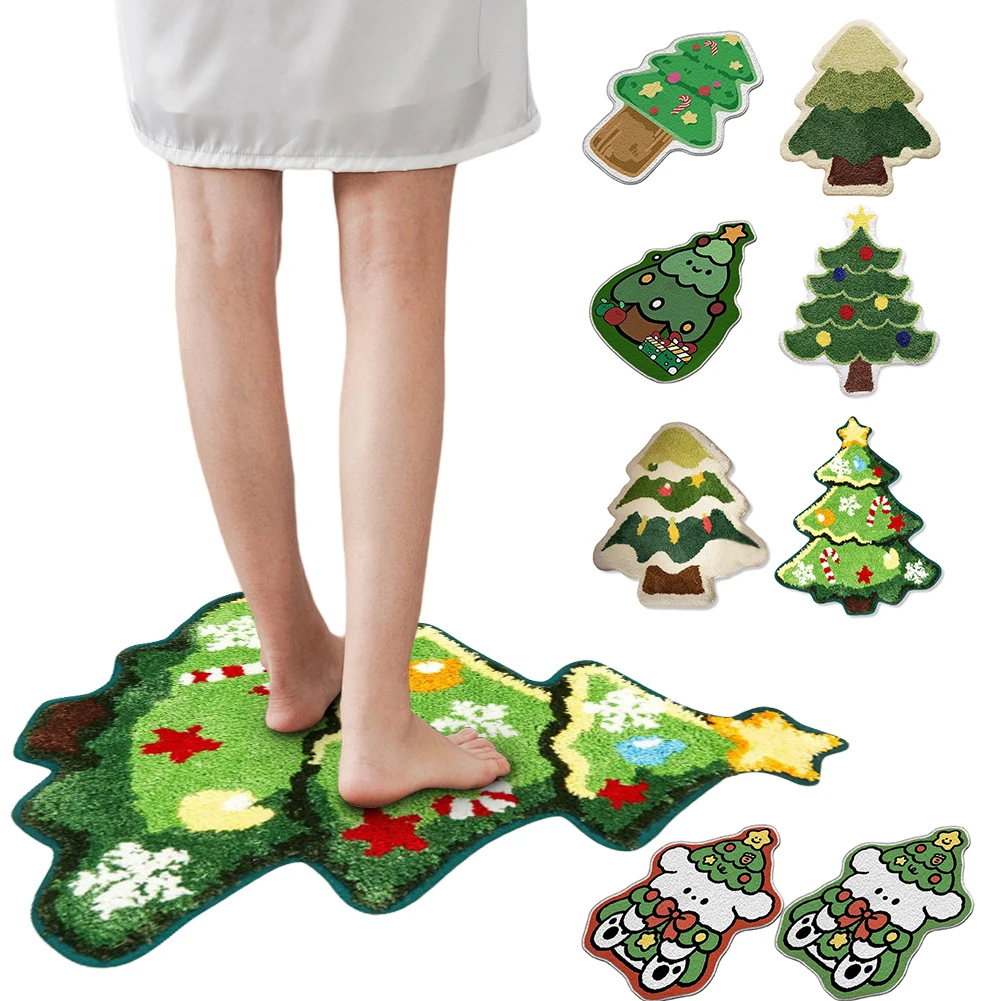 

Christmas Bathroom Rugs Non Slip Cute Bath Mat Absorbent Kitchen Rug 23'' X15'' Outdoor Indoor Christmas Decorations