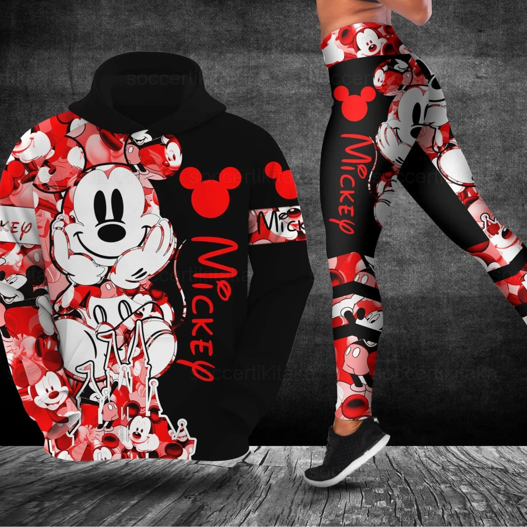 Disney Minnie 3D Hoodie Women's Hoodie Set Mickey Yoga Pants Sweatpants Women's Y2k Yoga Hoodie Leggings Fashion Tracksuit