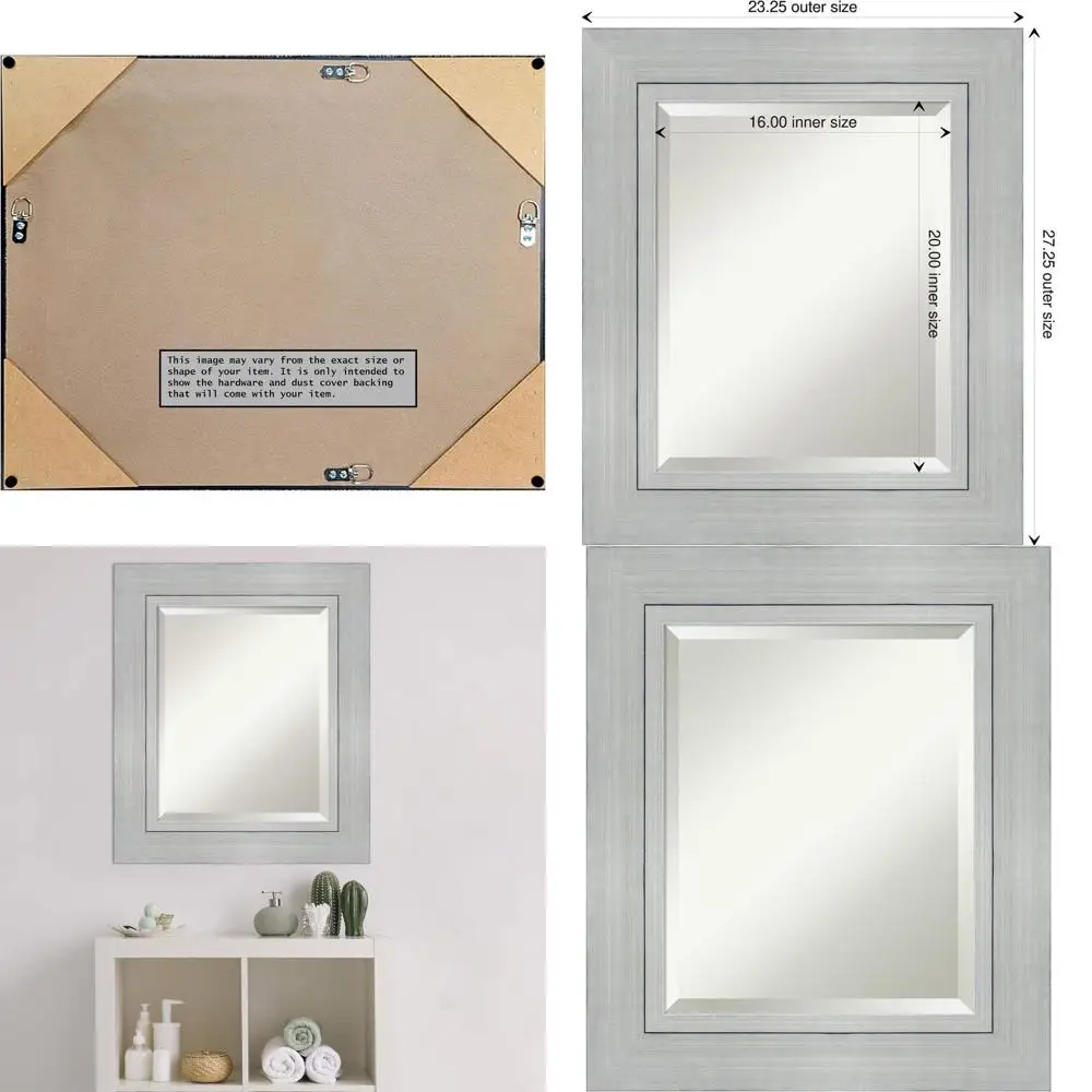 

Прямоугольное зеркало для ванной 27x23 дюйма, серебристое, со скошенными краями, для декора стен ванной комнаты