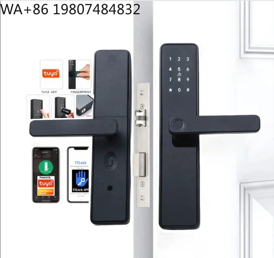 WiFi App Smart Wooden Door Lock Fingerprint Password Multi-mode Keyless Entry Home Apartment Anti-theft Digital Lock