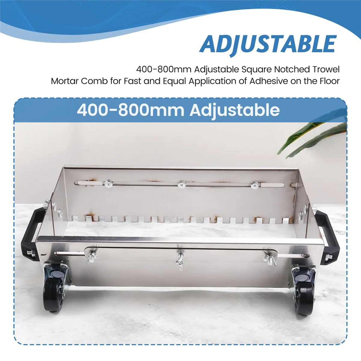 N18R Pettine per malta con cazzuola con intaglio quadrato regolabile da 400-800 mm per un'applicazione veloce e uguale dell'adesivo sul pavimento