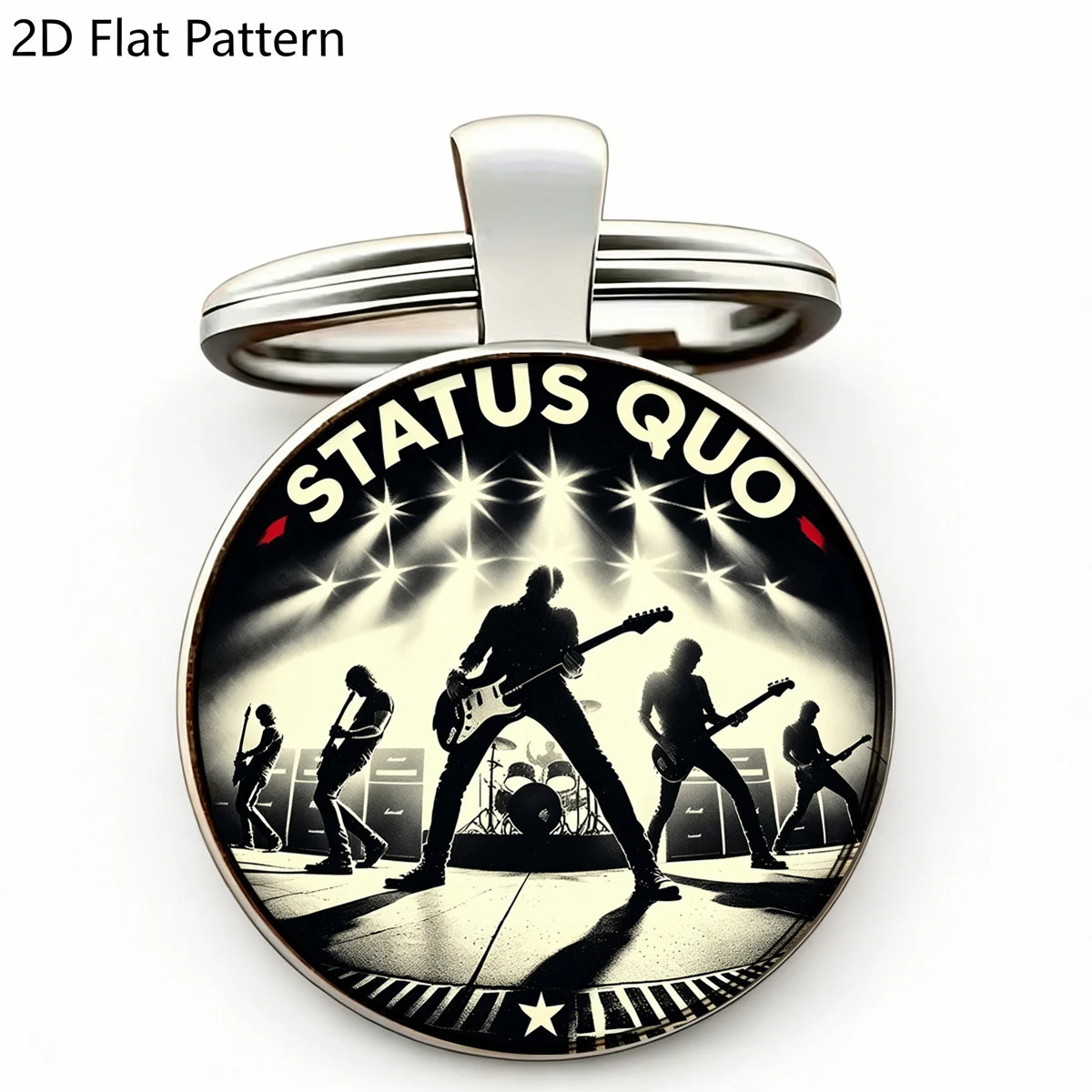 1 unidad Llavero de la banda de rock Status Quo, con estampado icónico de escenario en vivo, accesorio diario para fans de la música rock clásica, regalo para fans del rock
