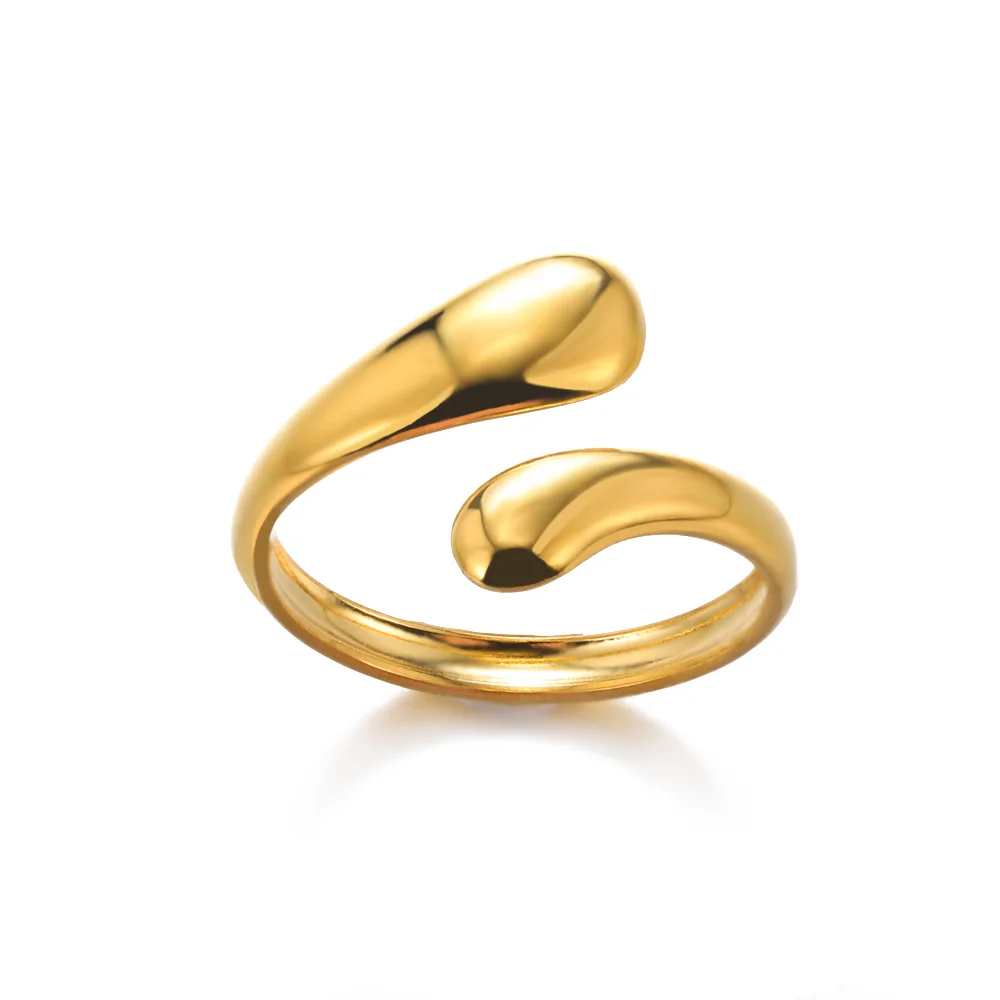 316L Edelstahl Ringe für Frauen Gold Farbe Multilayer Geometrische Offenen Ring Vintage Wasserdicht Hochzeit Ästhetischen Schmuck Geschenk