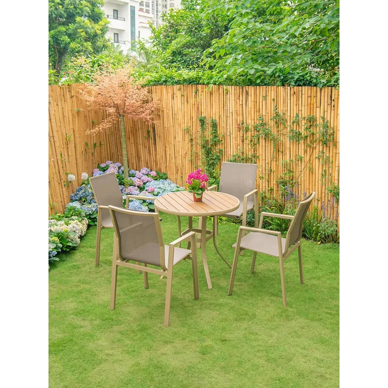 

Outdoor tables and chairs, courtyard leisure telescopic table, garden plastic wood waterproof