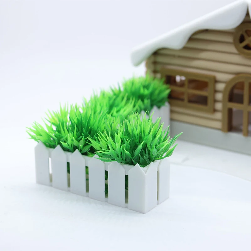 1/12 Dollhouse Simulation Grass Green Plant Fence Model Miniature Garden Decoration Dolls House Accessories