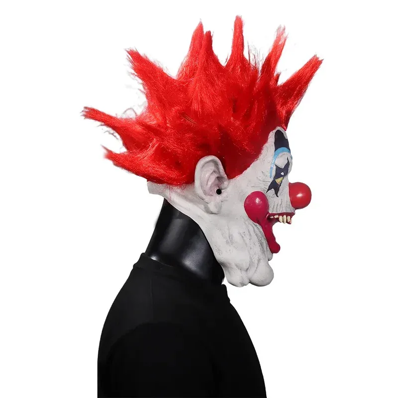 Klowns para hombre del espacio exterior, máscara de payaso demonio delgada, máscara de Cosplay Killer Joker, casco de látex de cara completa, peluca, accesorios de Halloween
