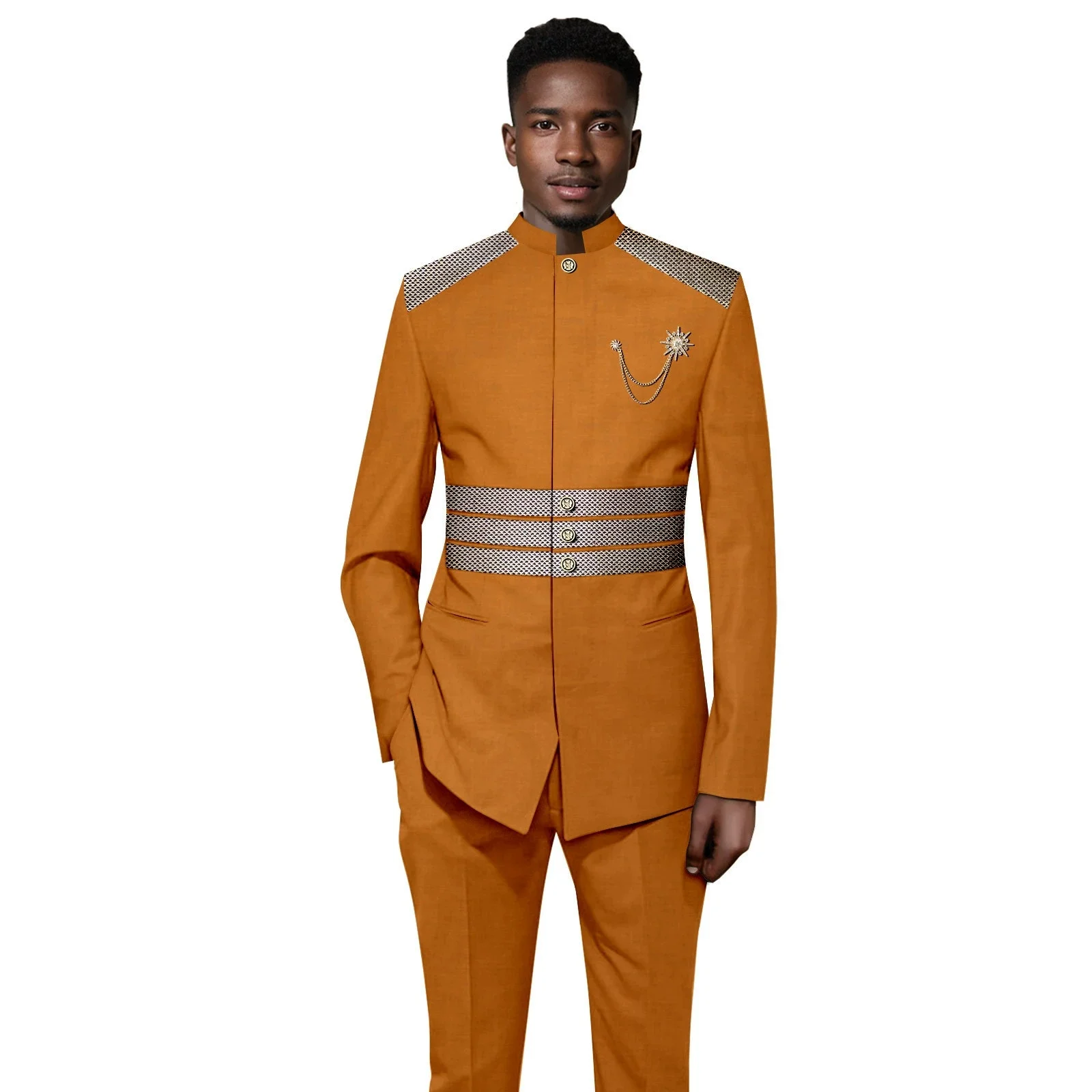 

Men`s Suits Slim Fit Double Breasted Blazer and Trousers 2 Piece Set Dashiki Outfits Bussiness Suit Prom Party African Clothes