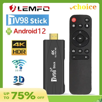 LEMFO TV98 Mi TV Stick Android 12 Support 8K Video 4K 2.4G&5G Body Feeling Game Set Top Box 16GB 32GB Wifi 6 3D Smart TV Box