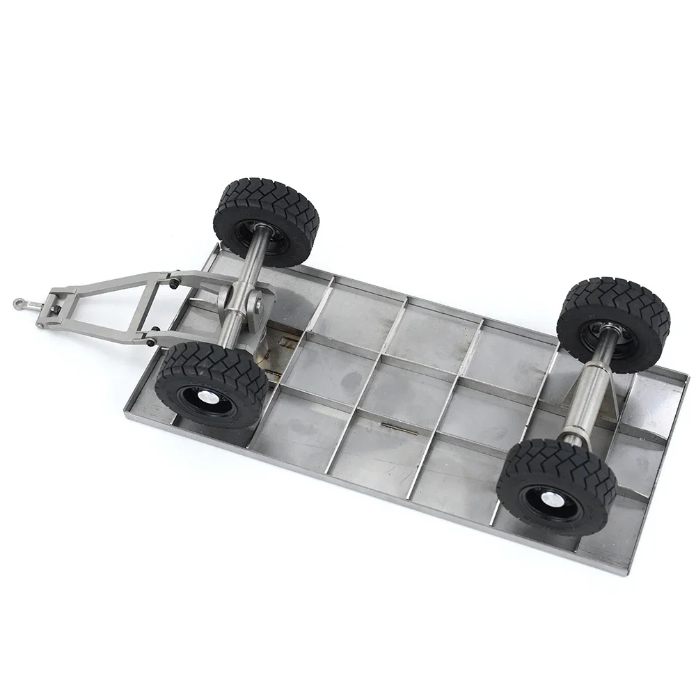 High Quality Metal Double Axle Trailer For 1/14 RC Forklift Truck 1/10 RC Crawler TRX4 TRX6 SCX10 DIY