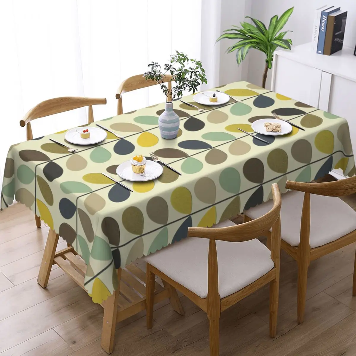 Orla Kiely Multi Stem Rectangular Tablecloth Waterproof Table Cloth Mid Century Scandinavian Flower Table Cover