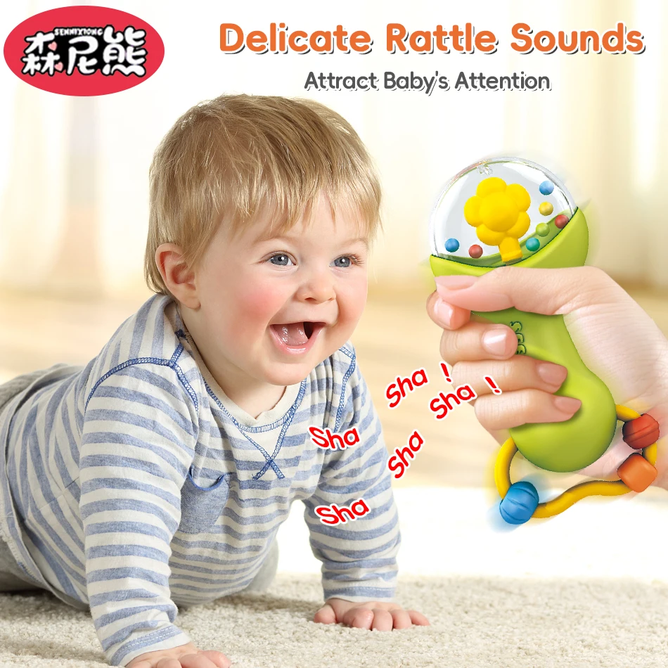 SENNIXIONG Baby Rattles Cartoon Octopus Elephant Crab Newborn Sensory Teether Infant Game Educational Toy For Children Best Gift