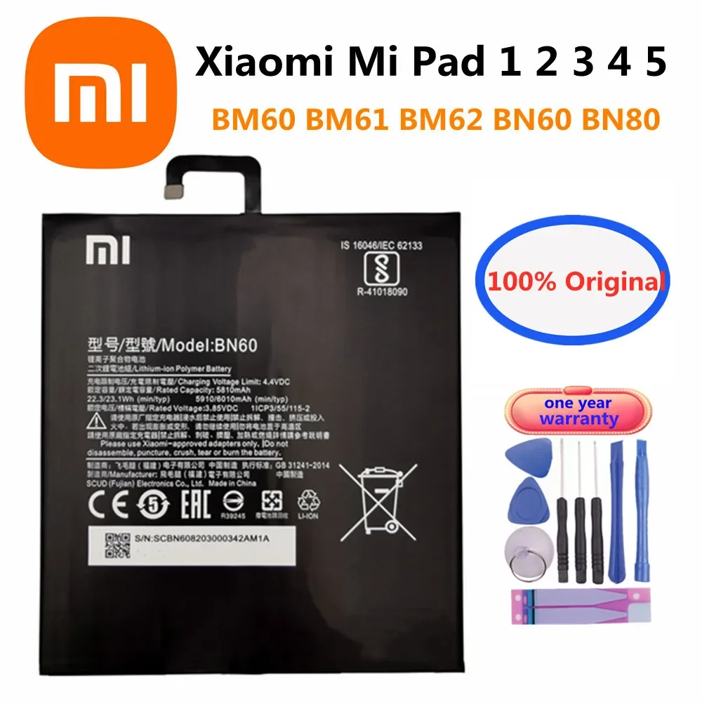 BM60 BM61 BM62 BN60 BN80 Xiao mi 100% Orginal Tablet Battery For Xiaomi Mipad Pad 1 2 3 4 5 Pad5 Pad4 Pad3 Pad2 Pad1 Battery