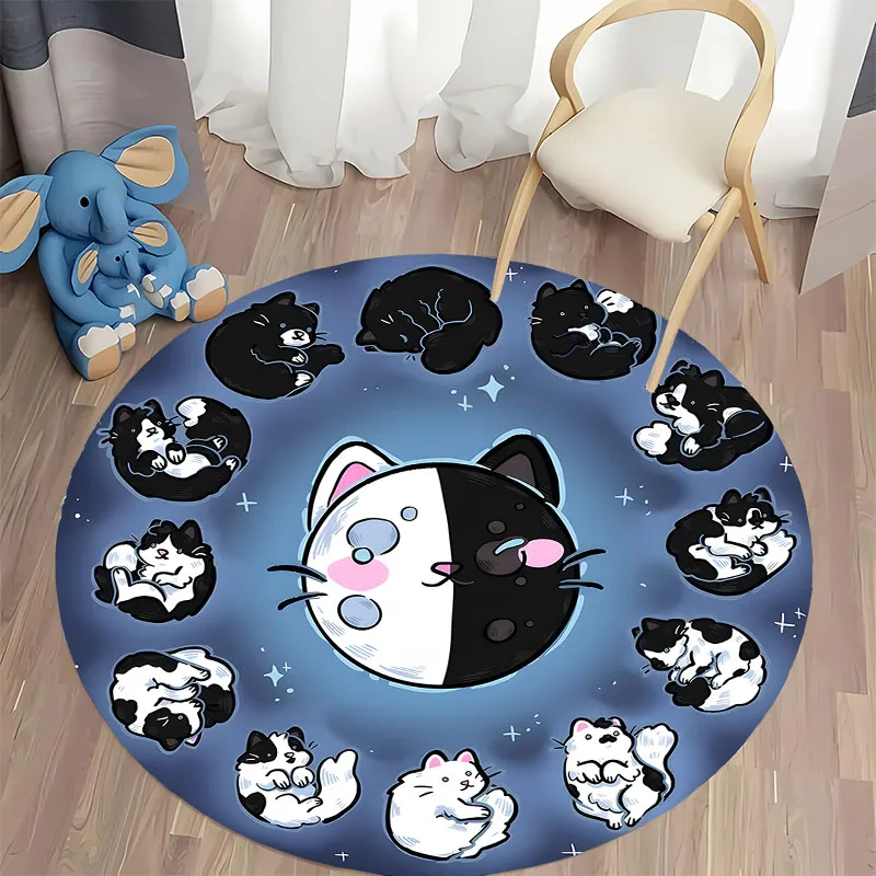 

"Charming Cat-Themed Round Carpet for Cozy Spaces" round carpet for home sofa bedroom, gift