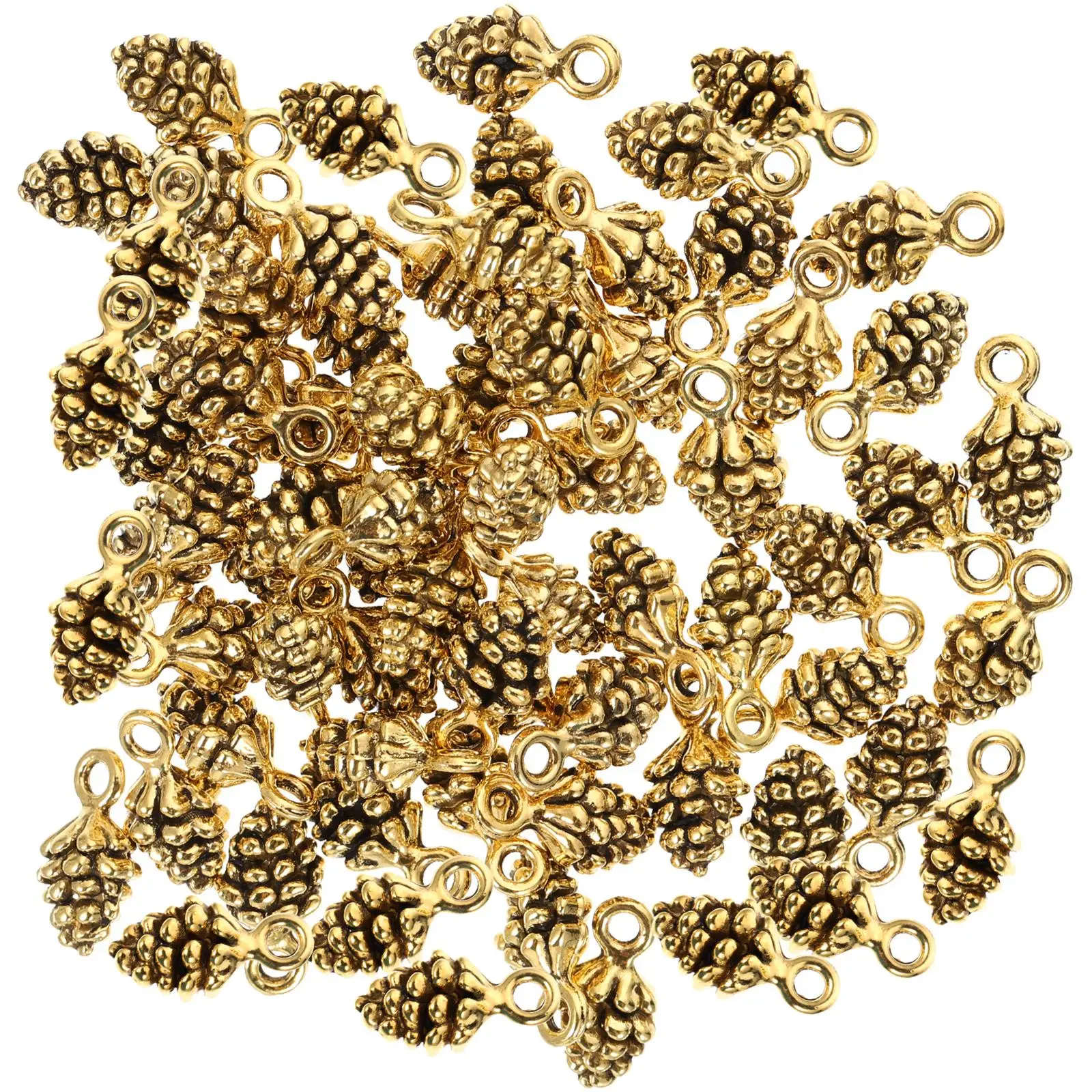 60 Pcs Pine Cone Charms Pendant Flowers Garland for Decoration Alloy Jewelry Ornaments Necklace