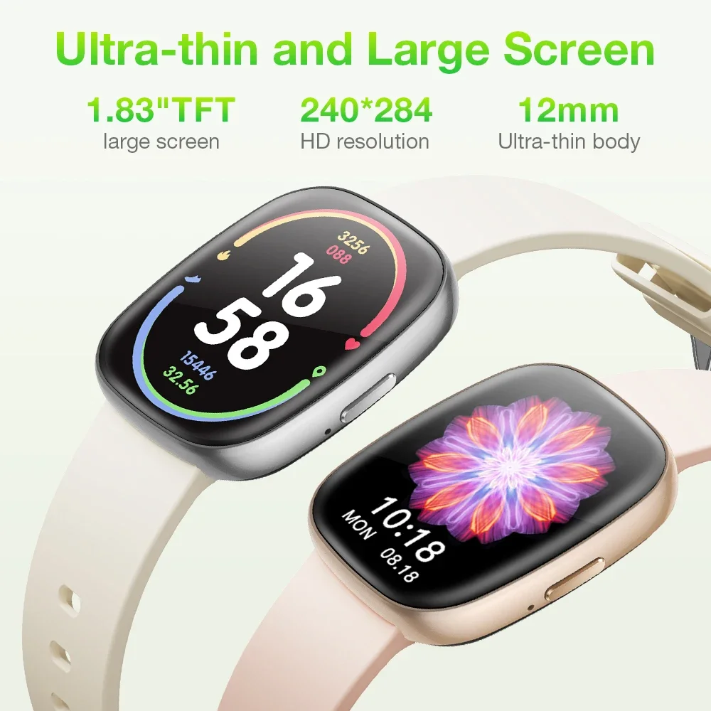 Smart Watch for Couples 1.83'' Screen IP67 Waterproof Fast Charge 100+ Sports Modes Fitness Tracker Compatible with iOS/Android