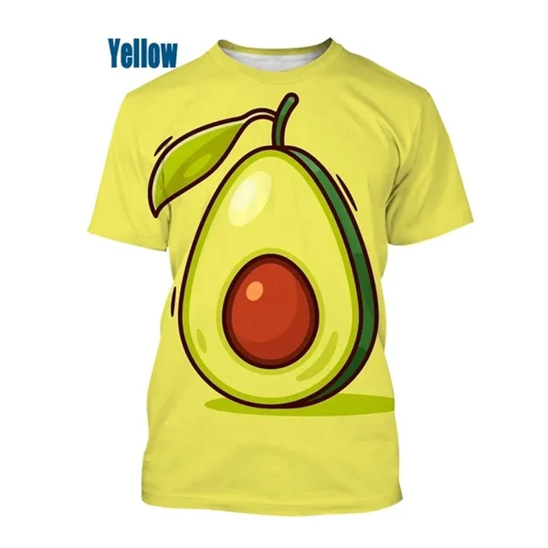 Fashion 3D Printing Avocado T-shirts Men's Women's Comfortable Fashionable Personality Fruit Short-sleeved Casual Unisex Tops