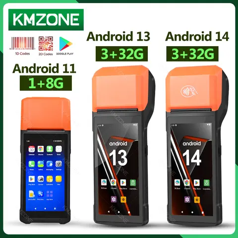 Android 11/13/14 PDA Terminal POS Machine 5.0" Touch Screen Built-in 58mm Bluetooth Thermal Receipt Printer Support Wifi GPS