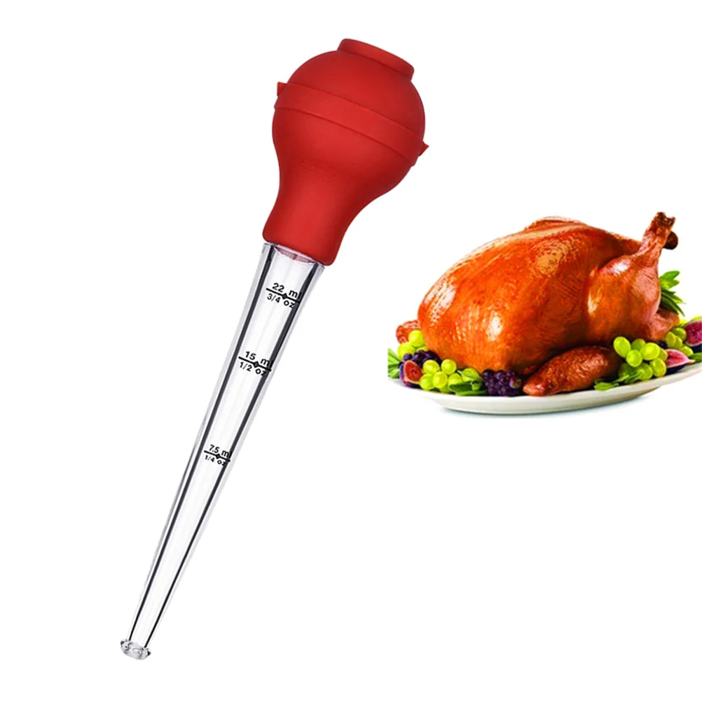 

Silicone Baster Kitchen Oil Dropper Turkey Seasoning Pump Drip Barbecue Tools Injector Portable Graduated Tube Ounces