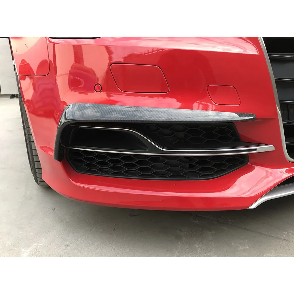 Real Carbon Front Fog Light Eyebrows Cover Trims for Audi A3 S3 Sedan 2013 2014 2015 2016 Fog Lamp Strip Body Kits Accessories view 5
