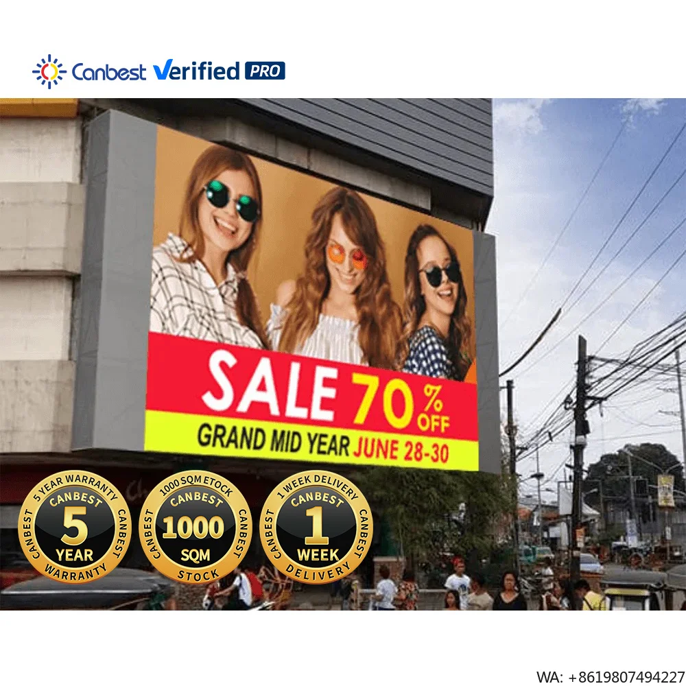 Pantalla LED para Exteriores P10 de 8 pies x 10 pies, Impermeable IP66, Panel de Visualización LED a Todo Color de Tamaño Personalizado de 4 m x 5 m