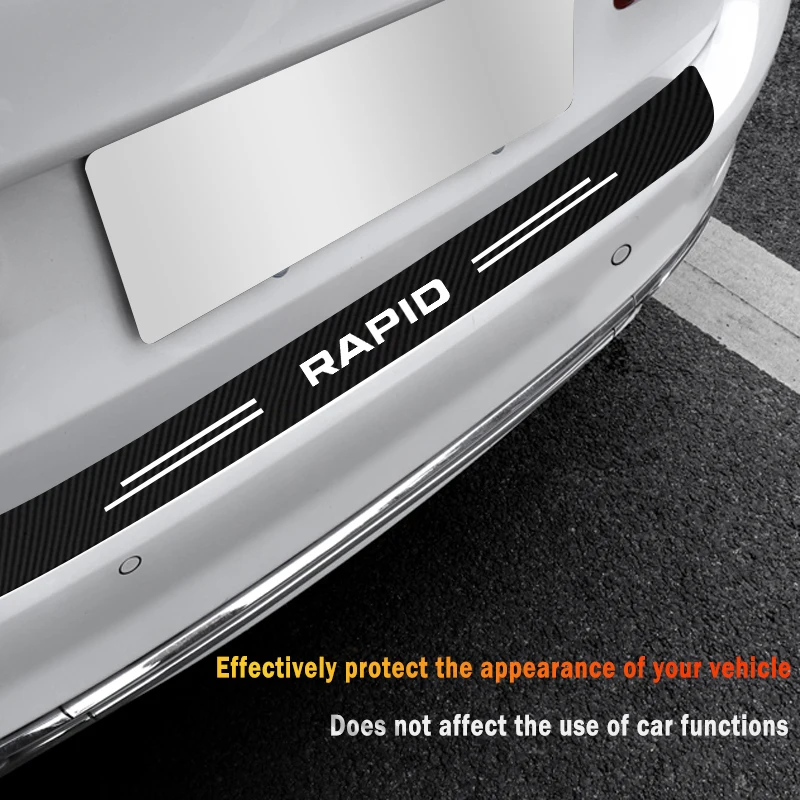 Car Rear Trunk Door Bumper Guard Plate Protector Strip for Skoda Rapid Spaceback NH1 NH3 NA2 Leather Anti-Scratch Bar Sticker