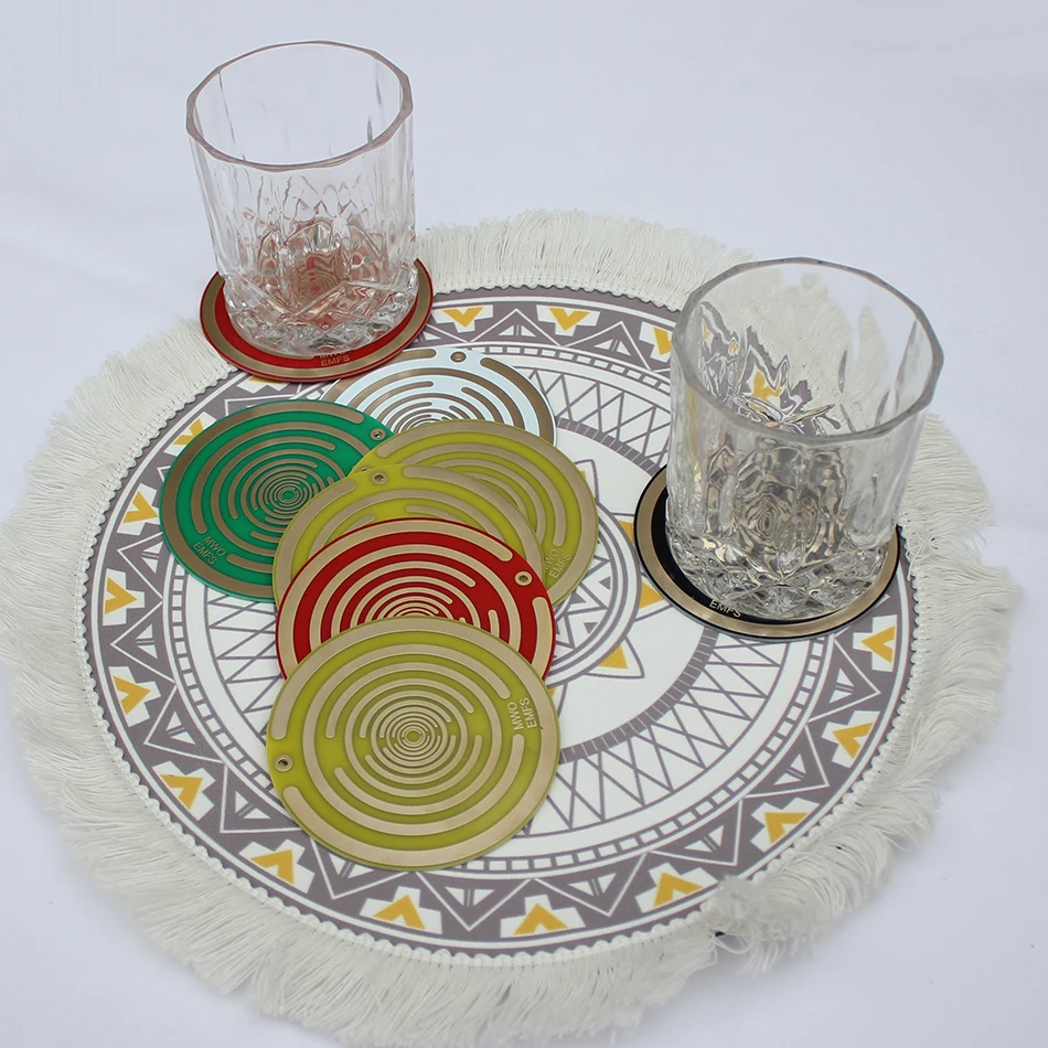 

5PCS Drink Coasters Multi-Wave Oscillator MWO Tabletop Protection Mat Housewarming Hostess Gifts Birthday Cups Wedding Kitchen