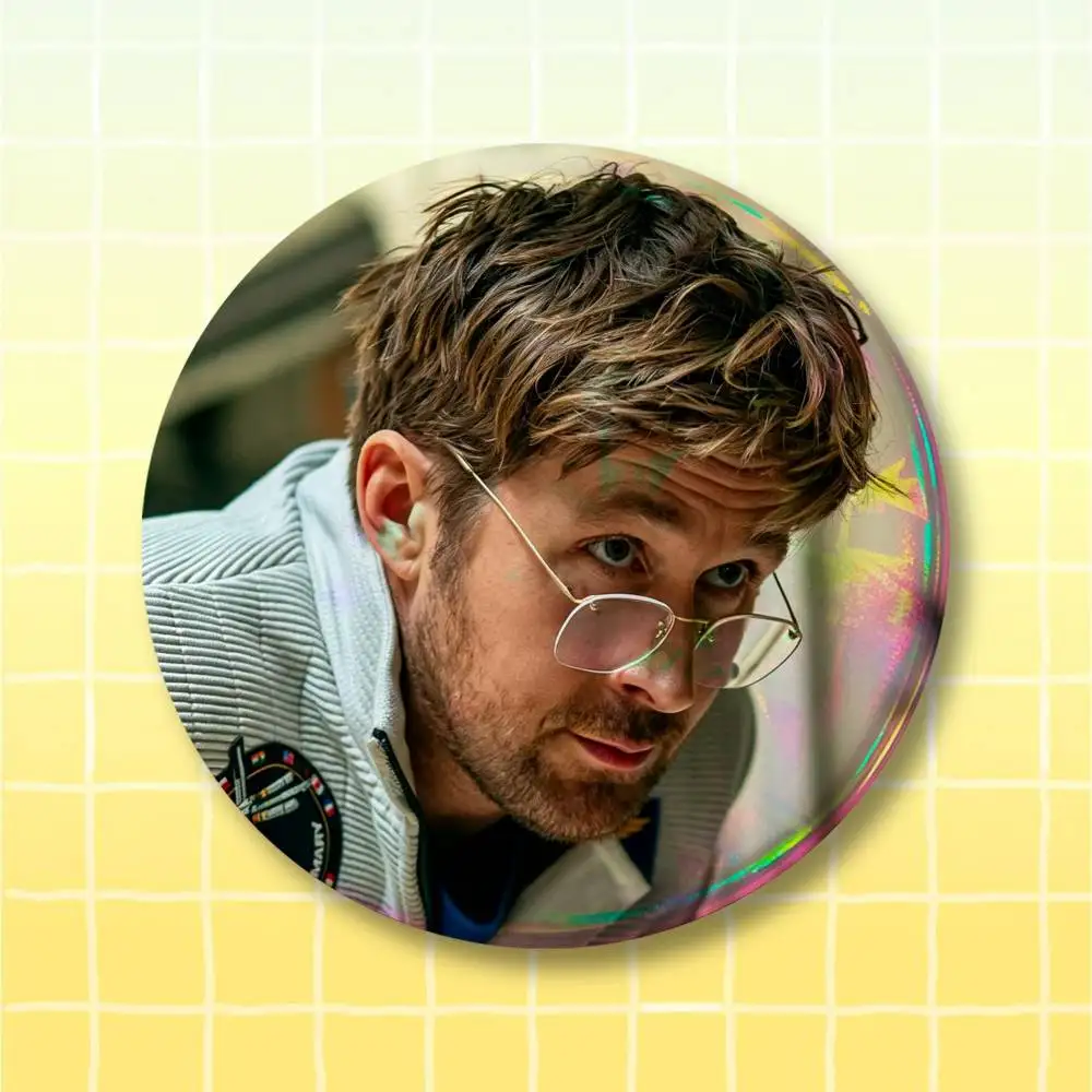 R-Ryan Gosling PHM P-Project Hail Mary Button Supplies Round Badge Pins Clothes Decor Metal Pin Back Cover Metal Laser Film