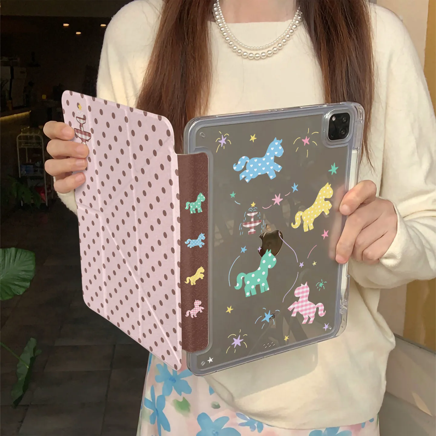 

Color Dot Colored Grid Pony For iPad Pro 11 M2 M3 M4 M5 A16 2025 Air 4 5 6 7 12.9/13/9.7/10.2/10.5/9.7in 5th 6th 7/8/9 10th 11th
