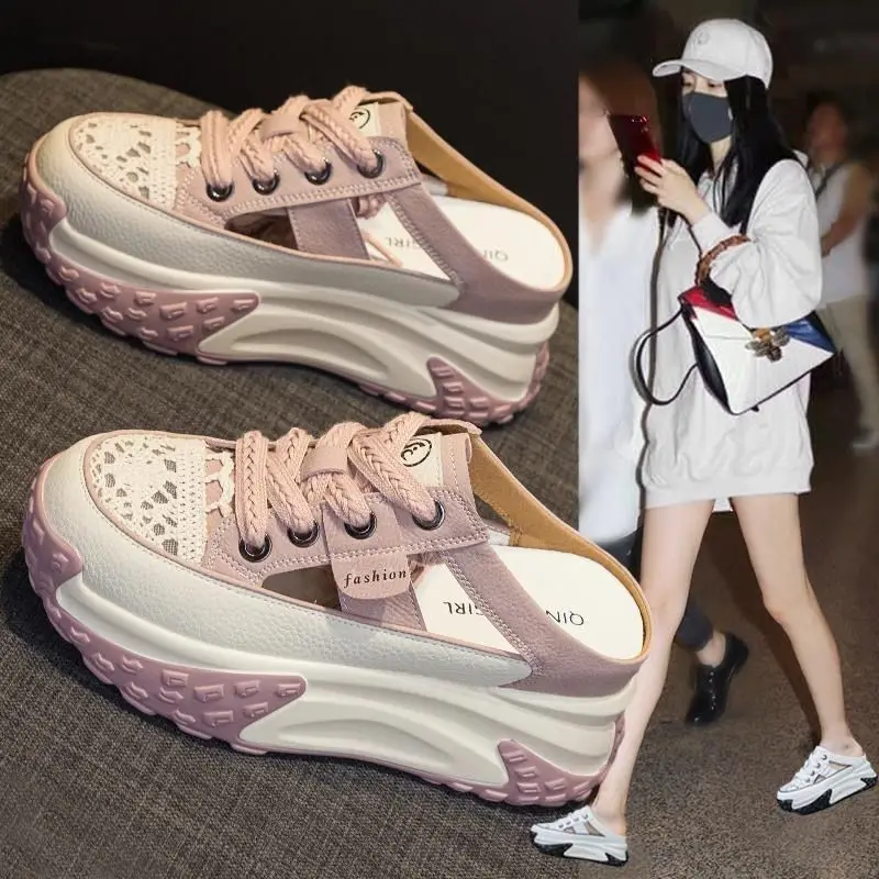 2025 Ladies Breathable Mesh Platform Casual Shoes Women Fashion Wedges Sport Shoes for Woman Slippers Sneakers