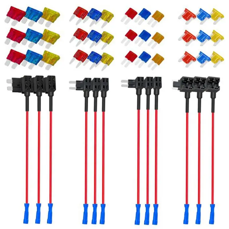 2PCS Mini Small Standard ATM Auto Fuse With 12V Fuse Holder Add-a-circuit TAP Adapter Micro2