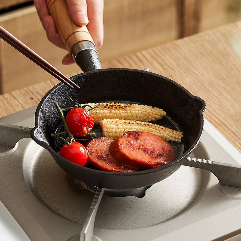 Olla de aceite pequeña de hierro fundido, mango grueso, agujero colgante, olla multifuncional para mantequilla de fusión, sartén para huevos, cacerola calentadora de leche para cocina