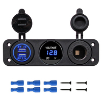 12-24V Cigarette Lighter Socket Splitter 3 in1 Waterproof 3.1A Dual USB Charger Socket Panel LED Voltmeter for Car Boat Truck
