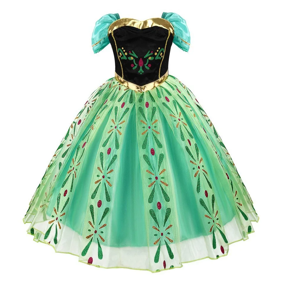 Disfraz de Elsa Anna de Frozen de Halloween de Disney para niñas, vestido de fiesta de cumpleaños elegante, vestido de princesa, ropa de fiesta de