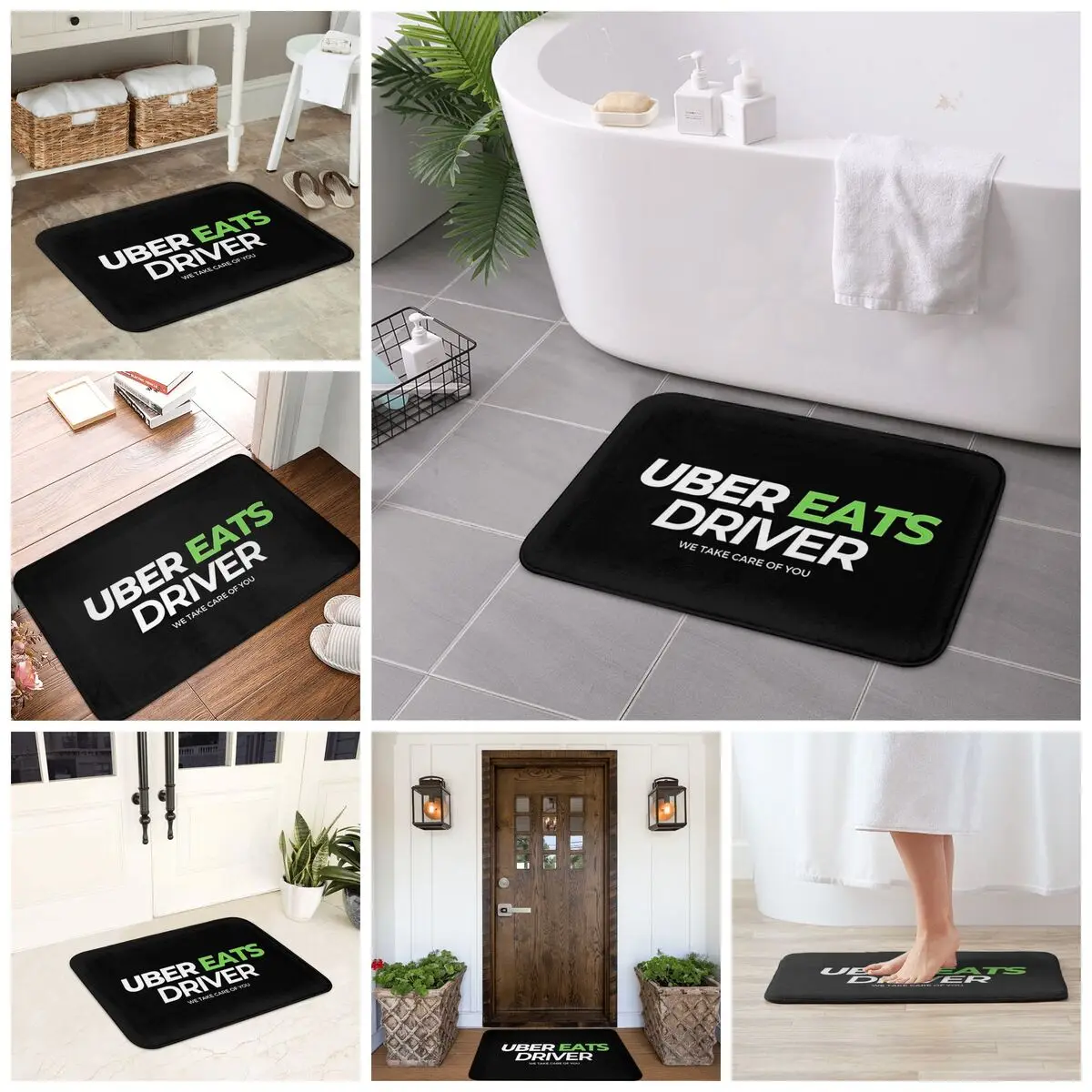 Uber Eats Driver Logo سائق توصيل الطعام غير قابل للانزلاق ممسحة الكلمة حصيرة السجاد البساط للمطبخ مدخل غرفة المعيشة مسند القدم الحصير