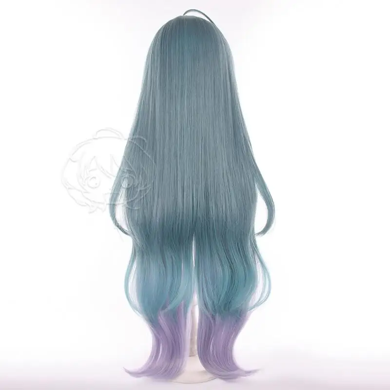 Genshin Impact Vodyanitsa Cosplay-Perücken, Kostüme, Kopfbedeckung, 105 cm lange, realistische Perücke mit dichtem, gemischtem, voluminösem, langem Haar. – Detail 6