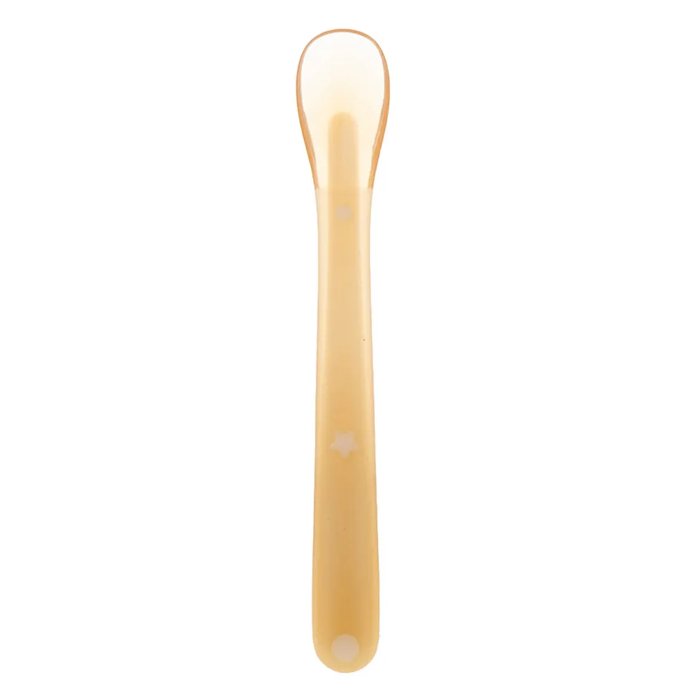 Baby Silicone Soft Spoon Light Yellow Training Feeding Spoon for Kids Toddlers Baby LED Weaning Feeding Utensils